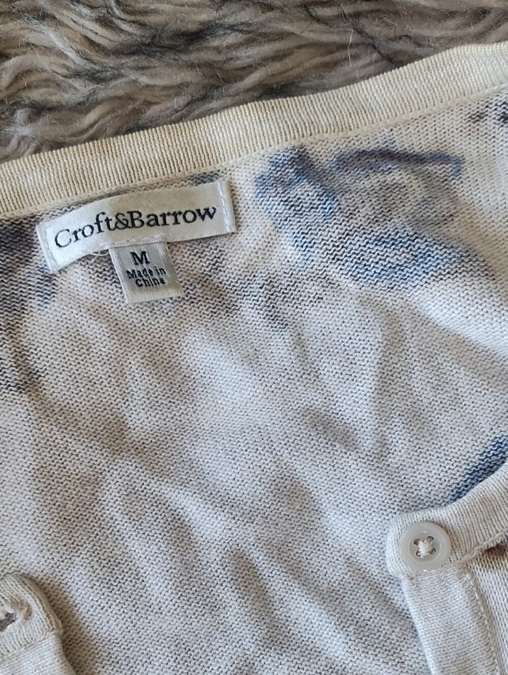 croft & barrow Cream Cardigan with Blue Floral Print - Picture 2 of 4